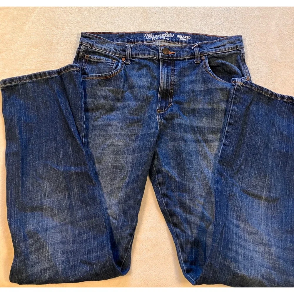 Wrangler Retro Relaxed Bootcut Jeans Mens 35x34 Blue Denim 10WRT20JH